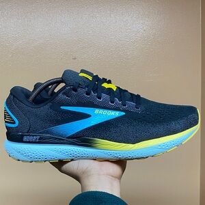 Brooks Ghost 16 Mens Running Sneakers “Black/Forged Iron/Blue” Size 12 Wide